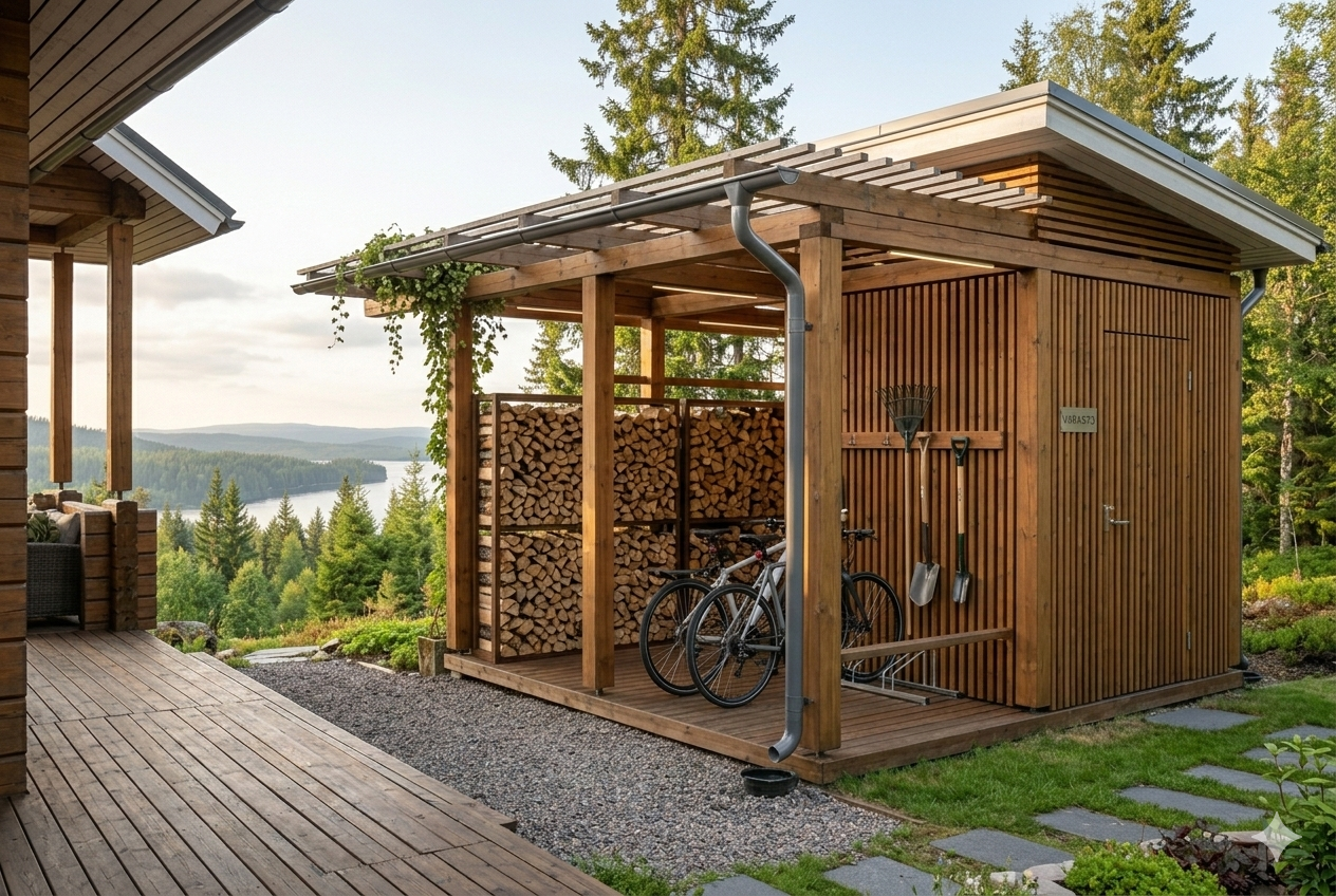 Karelia Ulkorakennus Oy:n rakentama pihavarasto Joensuussa